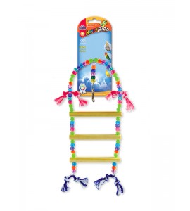 Brinquedo Escada Redonda 3 Degraus para Calopsitas e Pcitacídeos