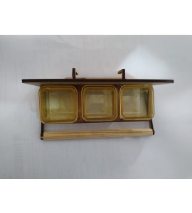 Cocho de Madeira c/porta vitamina Médio Cristal Dourado